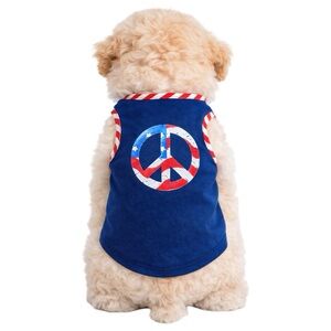 NWOT Patriotic Peace Sign Dog Tank – Red, White & Blue Small Doggy Shirt